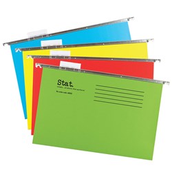 Stat Suspension Files Foolscap With Tabs & Inserts Assorted Pack of 20