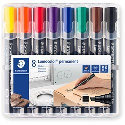 Staedtler 350 Lumocolor Permanent Marker Chisel 2-5mm Assorted Wallet of 8