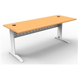 Rapid Span Open Straight Desk 1800Wx700mmD Modesty Panel With Beech Top & White Steel Frame