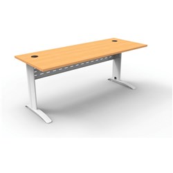 Rapid Span Open Straight Desk 1500Wx700mmD Modesty Panel With Beech Top & White Steel Frame