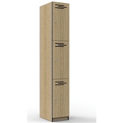 Rapidline Infinity Melamine 3 Door Locker 305Wx455Dx1850mmH  Oak with Black Edging