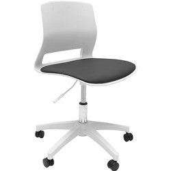 Rapidline Viva Office Chair Height Adjustable with Castors White Poly Shell Black PU Seat