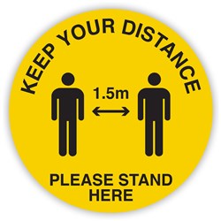 Durus Health And Safety Floor Sign Keep Your Distance Adhesive 350mm Yellow/Black