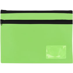 Celco Pencil Case Twin Zip Large 350 x 260mm Lime Green 