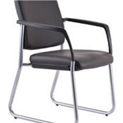 Buro Lindis Sled Base Chair Arms Silver Powdercoated Frame Black PU Seat and Back