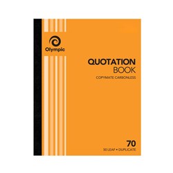 Olympic 70 Quote Book Carbonless Duplicate 250 x 200mm 50 Leaf Orange