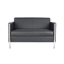 Rapidline Eclipse Lounge Chair 2 Seater 1250W x 730D x 730mmH Chrome Frame Black PU