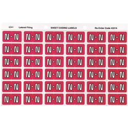 Avery Alphabet Coding Label N Side Tab 25x38mm Magenta Pack Of 180