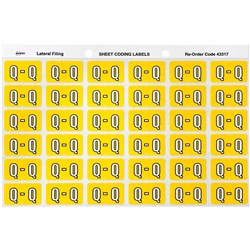 Avery Alphabet Coding Label Q Side Tab 25x38mm Yellow Pack Of 180