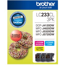 BROTHER INK CARTRIDGE LC-233CMY Colour Pack 