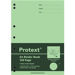 Protext Binder Book A4 7 Hole 8mm Ruled 70gsm 128 Page Elephant