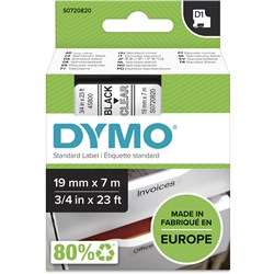 Dymo D1 Label Cassette Tape 19mm x 7m Black On Clear 