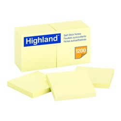 HIGHLAND 6549 SELF STICK NOTES Recycled Yellow 76x76mm 