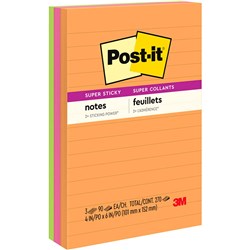 Post-It 660-SS-1PK Super Sticky Notes 101mmx152mm Energy Boost Pack of 3