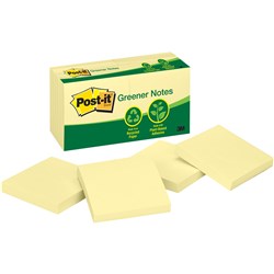 Post-It 654RP Greener Notes 76x76mm Recycled Yellow 