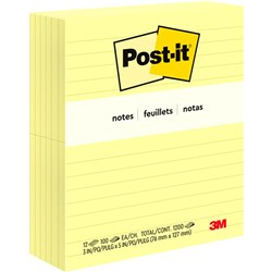 Post-It 635 Notes Original 76x127mm Lined Yellow 100 Sheets