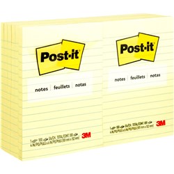 Post-It 660 Notes Original 98x149mm Lined Yellow 100 Sheets Single Pad