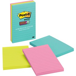 Post-It 660-3SSMIA Super Sticky Notes 101x152mm Lined Miami Pack of 3