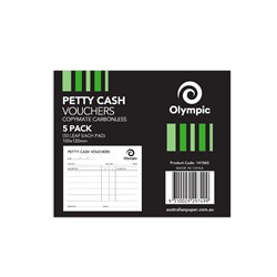 Olympic Petty Cash Voucher 120 x 100mm 50 Leaf Black Pack Of 5