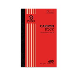 Olympic No 605 FSC Carbon Triplicate Book Feint Ruled 200 x 125mm 100 Leaf Red