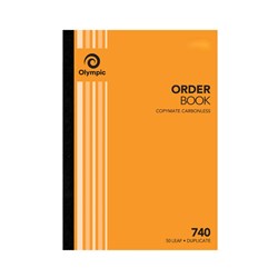 Olympic No 740 Carbonless Duplicate Order Book A4 50 Leaf Orange