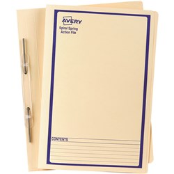 Avery Spiral Action File Foolscap Buff With Blue Print 