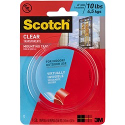 Scotch 4010 Mounting Tape Clear 25.4mmx1.51m Strip Clear