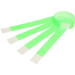 Rexel Wrist Bands With Serial Number Fluoro Green Pack Of 100