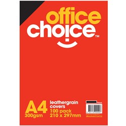 Office Choice Binding Covers A4 300gsm Leathergrain Pack of 100 Black