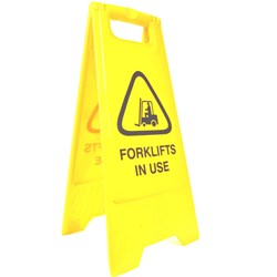 Cleanlink A-Frame Safety Sign Forklifts In Use 320x310x650mm Yellow