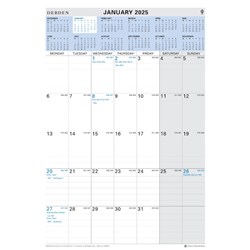 Debden Calendar Wall Planner 394 x 577mm Month To View Wiro