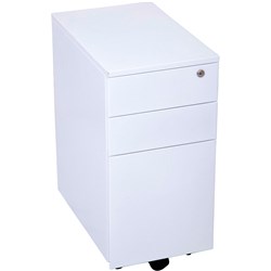 Rapidline Go Steel Slimline  Mobile Pedestal 2 Drawer 1 File 300Wx475Dx610mmH White