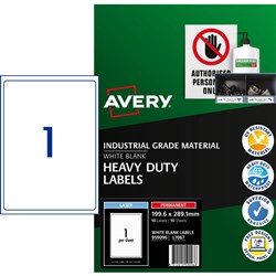 Avery Identification Laser Heavy Duty White L7067 199.6x289.1mm 1UP 10 Labels