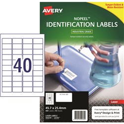 Avery NoPeel Laser Labels Identification White L6145 45.7x25.4mm 40UP 400 Labels